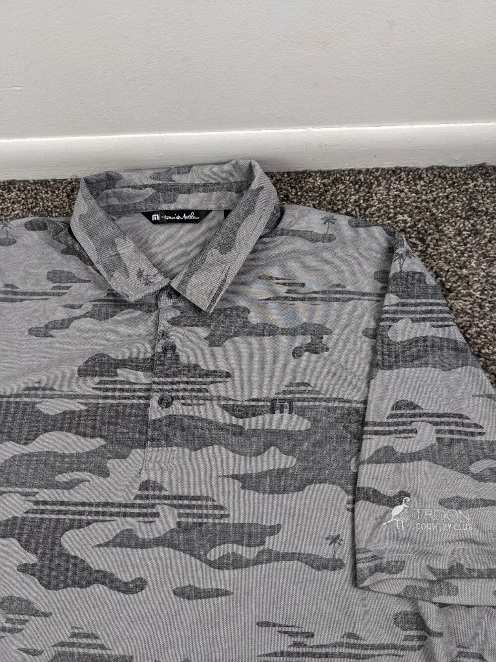 Troon Country Club Polo Shirt Travis Mathew Beachside Camo Gray Mens 2XL